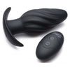 Introducing the Kinetic Thumping 7X Swirled Anal Plug Black - The Ultimate Pleasure Experience for All Genders and Sensations - Adult Naughty Store