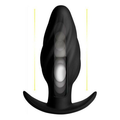 Introducing the Kinetic Thumping 7X Swirled Anal Plug Black - The Ultimate Pleasure Experience for All Genders and Sensations - Adult Naughty Store