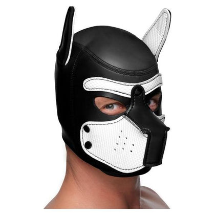 Masterful Pups Spike Neoprene Puppy Hood White O-S - Premium Neoprene Puppy Play Mask for Submissive Pet Play