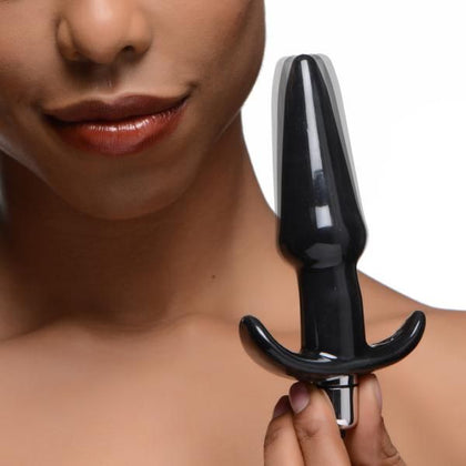 Introducing the SensaVibe Smooth Vibrating Anal Plug Black - Model SV-5000: The Ultimate Pleasure Experience for Anal Enthusiasts! - Adult Naughty Store