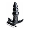 Introducing the SensaFlex™ SV-500 Vibrating Ribbed Butt Plug - The Ultimate Pleasure Experience for All Genders - Black - Adult Naughty Store