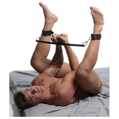 Elegance Collection Leather Wrapped Spreader Bar With Cuffs - Model XJ-2000 - Unisex - Full Body Restraint and Pleasure - Black - Adult Naughty Store