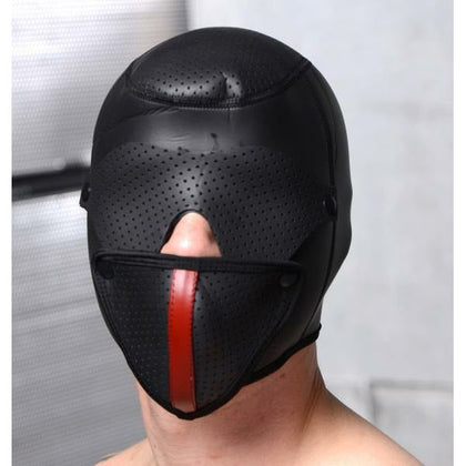 Introducing the Scorpion Neoprene Hood with Removable Blindfold and Face Mask - Model X3.0: Unisex BDSM Gear for Sensory Deprivation and Intense Roleplay - Black - Adult Naughty Store