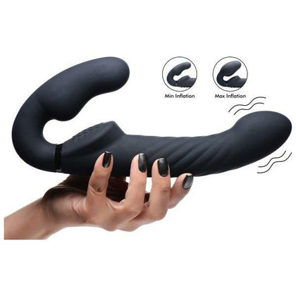 Ergo-Fit Twist Inflatable Vibrating Silicone Strapless Strap-on - Model EFT-1001 - For Couples - Dual Stimulation - Black - Adult Naughty Store