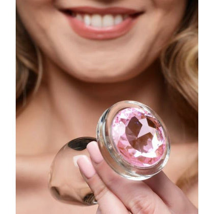 Booty Sparks Pink Gem Glass Anal Plug - Large: Model BS-APL-001 - For Sensual Anal Pleasure - Adult Naughty Store