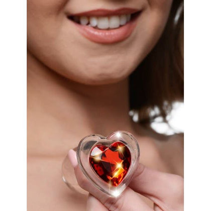 LuxGlass Red Heart Gem Glass Anal Plug - Large, Model LG-101, Unisex, Anal Pleasure, Red