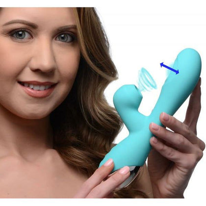 Introducing the Shegasm 10x Silicone Suction Rabbit Vibrator - Teal: The Ultimate Blended Orgasm Pleasure Experience!