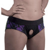 Lace Envy Crotchless Panty Harness - Model XL-2021 - Unisex Strap-On Pleasure - Purple and Black - Adult Naughty Store