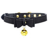 Introducing the Luxurious Kitty Pleasure Bell Collar - Model LKPC-001, for Submissive Felines of All Genders - Black-Gold - Adult Naughty Store