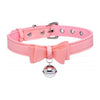 Introducing the Luxe Kitty Cat Bell Collar - Pink-Silver: An Exquisite Submissive Feline Accessory for Sensual Play - Adult Naughty Store