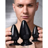 Introducing the SensaPlugs Triple Cones 3 Piece Anal Plug Set - Model TC-3, Designed for Ultimate Pleasure and Exploration - Unleash Your Desires! (Black) - Adult Naughty Store