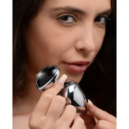 Introducing the Exquisite Black Heart Gem Anal Plug - Large: The Ultimate Pleasure for Anal Enthusiasts! - Adult Naughty Store