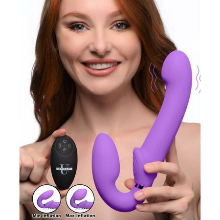 Ergo-Fit G-Pulse 10x Remote Control Inflatable and Vibrating Strapless Strap-On - Purple