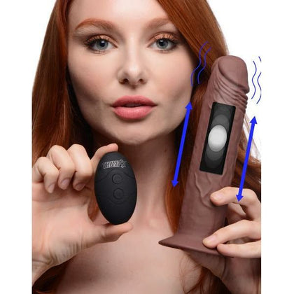 Introducing the SensaPleasure 7x Remote Control Vibrating And Thumping Dildo - Model RCTD-7X, for Unisex Anal and Vaginal Stimulation - Dark