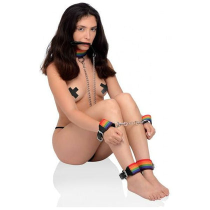 Introducing the Prideful Pleasure Rainbow Bondage Set: A Comprehensive Kit for Submissive Delights - Adult Naughty Store