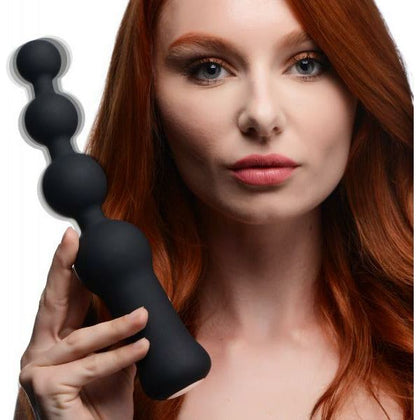 Deluxe Voodoo Beads 10x Silicone Anal Beads Vibrator - Model VX9876 - For Intense Backdoor Pleasure - Black - Adult Naughty Store