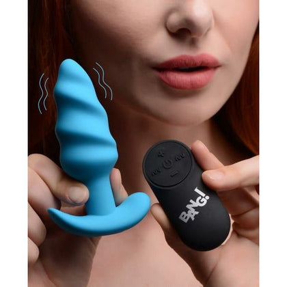 Silicone Swirl Butt Plug 21x Vibrating - Model 21BV- Blue - For Sensual Anal Pleasure