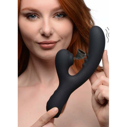 Luxe Pleasure Silicone Suction Rabbit Vibe - Model X8 - Women's Clitoral and G-Spot Stimulator - Black