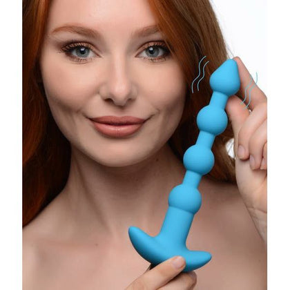 VelvaFlex™ VBX-500 Remote Control Vibrating Silicone Anal Beads - Blue