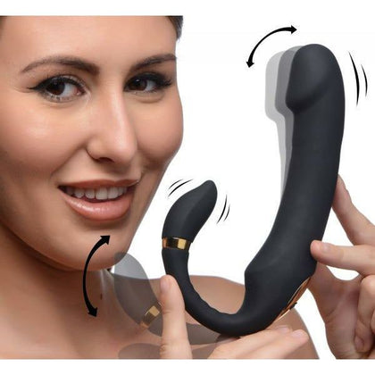Introducing the Luxurious Pleasure Pose Come Hither Silicone Vibrator - Model X10: The Ultimate Pleasure Experience for Women in Black and Gold