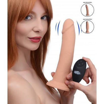 Introducing the SensaPleasure Deluxe Inflatable and Vibrating Remote Control Silicone Dildo - Model X8.5: The Ultimate Pleasure Experience for All Genders, Designed for Sensational Stimulatio - Adult Naughty Store