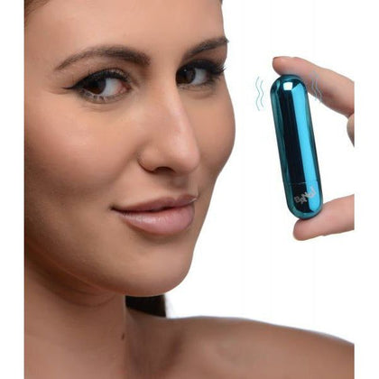 Introducing the Luxurious PleasureCo Metallic Blue Rechargeable Vibrating Bullet - Model 10xRVM-BL