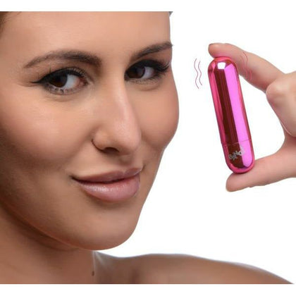 Introducing the SensaPleasure X10 Rechargeable Vibrating Metallic Bullet - Model X123, Pink, for All Genders and Pleasure Zones - Adult Naughty Store