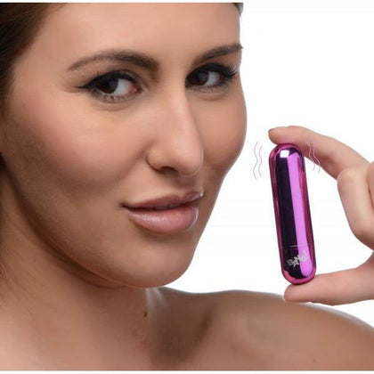 Introducing the SensaPleasure Rechargeable Vibrating Metallic Bullet - Model 10X Purple - For All Genders - Intense Pleasure Anywhere - Adult Naughty Store