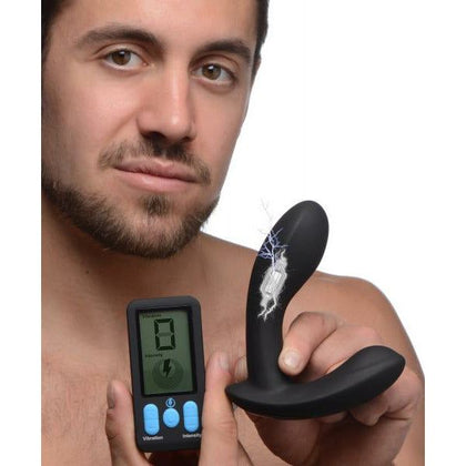 Zeus E-Stim Pro Silicone Vibrating Prostate Massager - Model ZEP-001 - Male Pleasure Toy - Prostate Stimulation and Perineum Vibes - Black