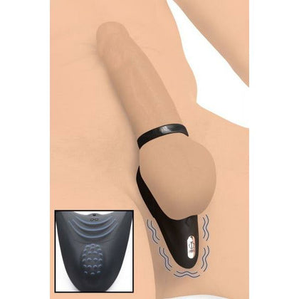 Velvet Pleasures 10x Silicone C-ring With Vibrating Taint Stimulator - Model VP-TCR10X - Male - Intense Stimulation for Erection and Taint - Black