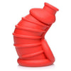Red Chamber Silicone Chastity Cage - Model RC-1001 - Male - Cock and Ball Restrainer - Velvety Red