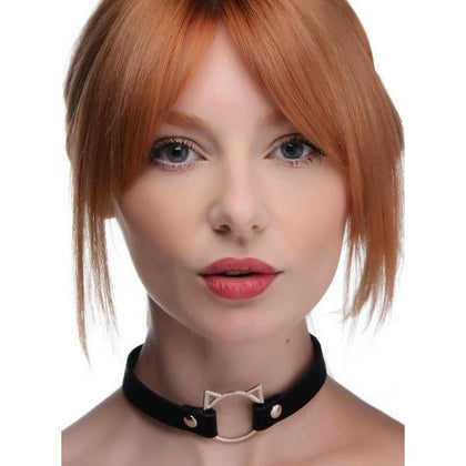 Elegant Affair: Kinky Kitty Ring Slim Choker - Model KKS-1001 - Unisex - Neck Pleasure - Black