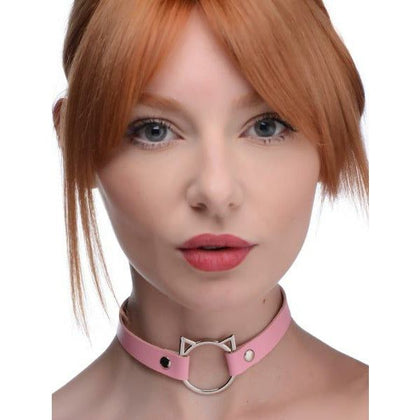 KittyKink Slim Choker - Pink Leather BDSM Collar for Subtle Kitty Play - Adjustable, Lightweight, and Elegant - Model KKS1001 - Unisex - Neck Pleasure Accessory - Adult Naughty Store