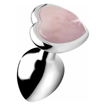 Rose Quartz Gemstone Heart Anal Plug - Small (Model RQ-AP01) for Intimate Pleasure - Pink - Adult Naughty Store