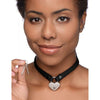 Elegant Lockable Heart Leather Choker - Model X123, Black (Unisex, BDSM, Chastity) - Adult Naughty Store