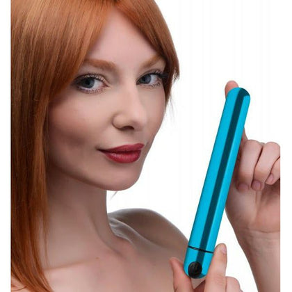 10x Slim Metallic Bullet - Blue: The PleasureMaster PM-1000 Vibrating Bullet for Intense Stimulation in Blue