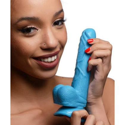 PleasureMaxx 6.5 Inch Blue Dildo with Balls - The Ultimate Pleasure Experience for All Genders and Unforgettable Thrusts