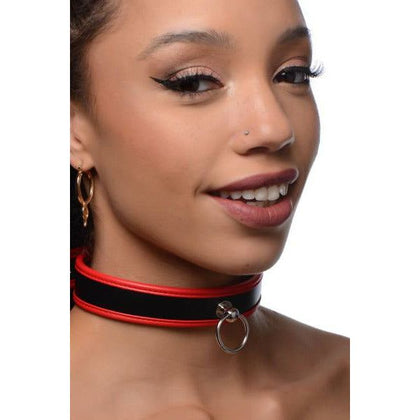 Scarlet Pet Red Collar With O-ring - Luxury Bondage Collar for Submissive Pets - Model SP-RC001 - Unisex - Intense Pleasure - Striking Red