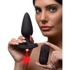 Lustful Pleasures Laser Heart Silicone Anal Plug - Model 28x-Large - Unisex - Intense Anal Stimulation - Black with Flashing Red Light - Adult Naughty Store