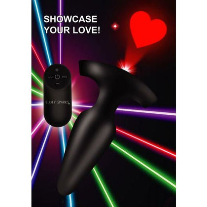 Laser Heart Silicone Anal Plug With Remote - Medium | Model 28x | Unisex | Anal Pleasure | Black with Red Light - Adult Naughty Store