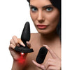 Introducing the SensaSilk 28x Laser Pleasure Plug - Model S1: The Ultimate Remote-Controlled Anal Delight for All Genders - Black & Red - Adult Naughty Store