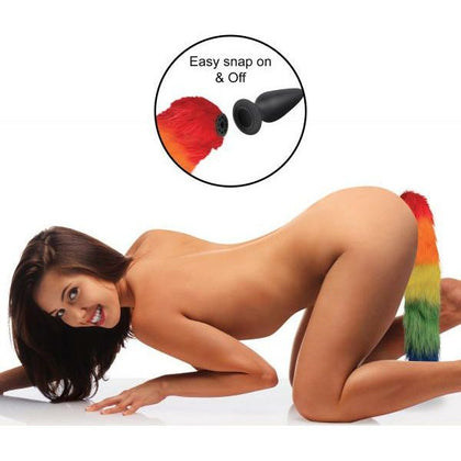 Rainbow Fox Tail - Interchangeable Silicone Anal Plug - Model X123 - Unisex - Pleasure for the Backdoor - Multicolor - Adult Naughty Store