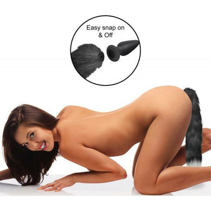 Tailz Snap-Ons Interchangeable Black and White Fox Tail - Model TSI-101 - Unisex Anal Pleasure Sex Toy
