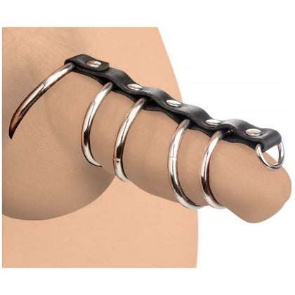 Leather Gates of Hell Chastity Device - Model X2B - Male - Cock and Ball Restrainer - Black/Metal