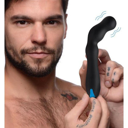 Velvety Smooth Black Silicone Beaded Prostate Vibrator - Model X12: Intense Pleasure for Men