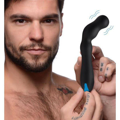 Velvety Smooth Black Silicone Beaded Prostate Vibrator - Model X12: Intense Pleasure for Men - Adult Naughty Store