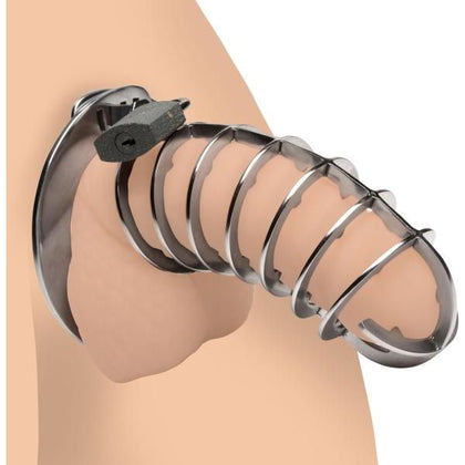 Stainless Steel Spiked Chastity Cage - The Ultimate Male Submission Device for Intense Pleasure - Model XJ-2000 - Men's Bondage Toy for Unparalleled Control and Discipline - Silver