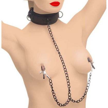 Introducing the Temptress Collared Neoprene Nipple Clamps - Model TCC-001: An Exquisite BDSM Pleasure Accessory for Submissive Lovers
