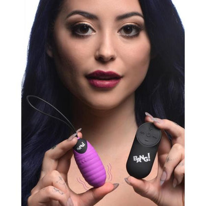 Silky Pleasures Ribbed Silicone Vibrating Egg - Model X28: Intense Stimulation for All Genders - Purple - Adult Naughty Store