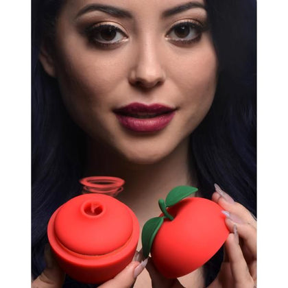 Forbidden Apple Silicone Clit Stimulator - Model 6x - Women's Vibrating and Sucking Pleasure Toy - Red and Green